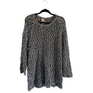 Chicos Knitted Black and Gray Oversize Long Sleeve Sweater‎